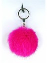 Porte clés Pompon en fourrure Fuchsia, personnalisable.