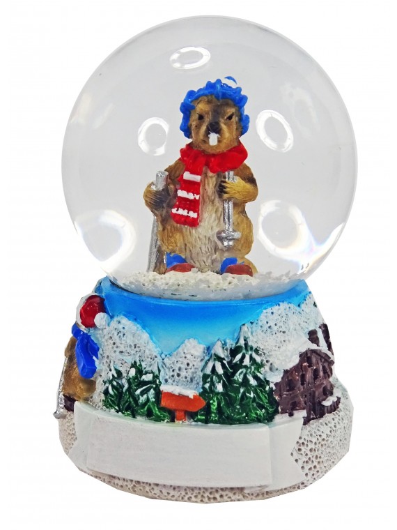 Boule à neige Marmotte, décor Montagne, personnalisable