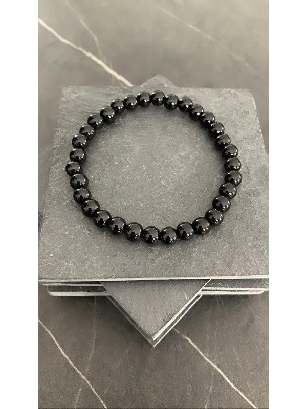 Bracelet Boules Obsidienne Noire