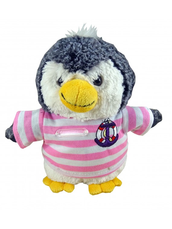 Peluche Pingouin avec marinière, personnalisable