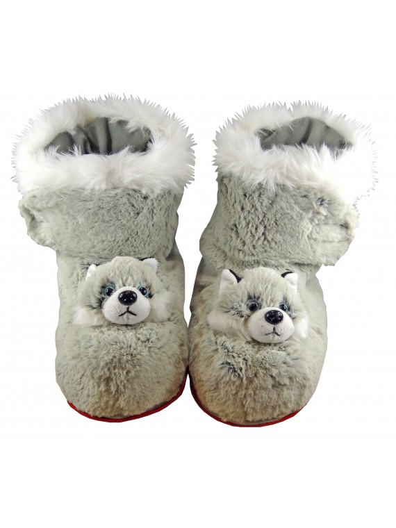 Chaussons animaux en peluche husky