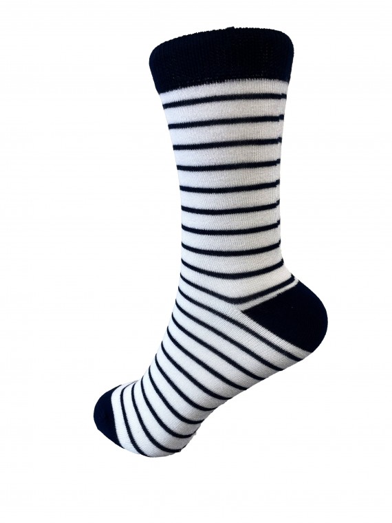 Chaussettes décor Marinière, en Bambou